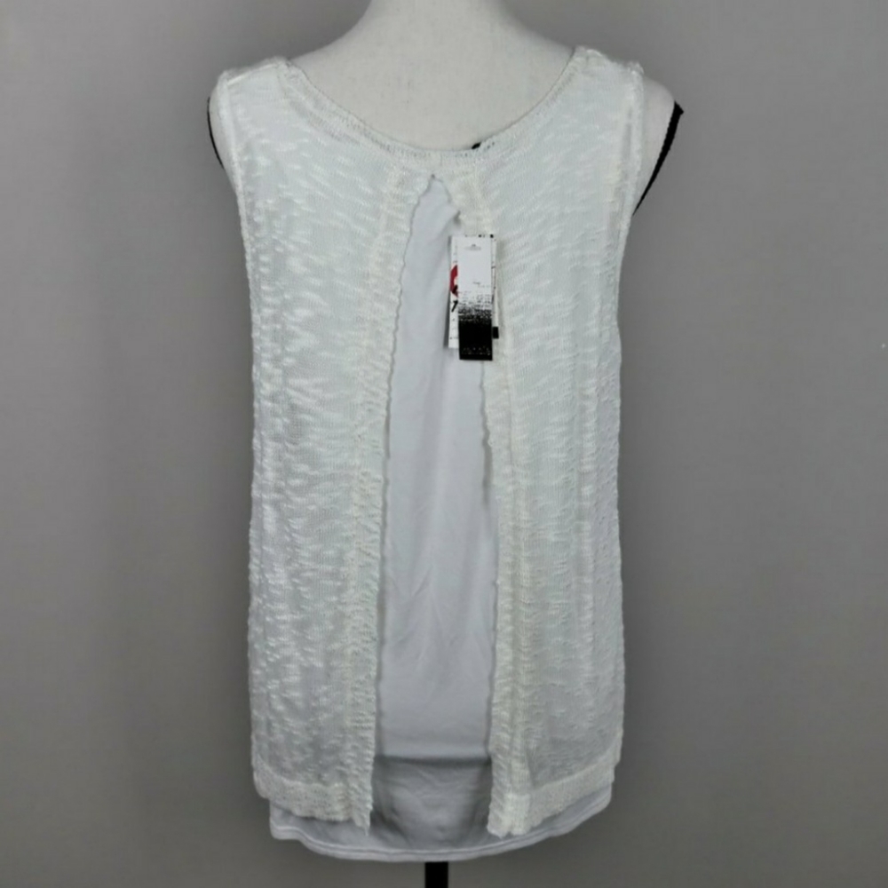 NWT Kensie Off White Double Layer Tank Size Large - Picture 6 of 12